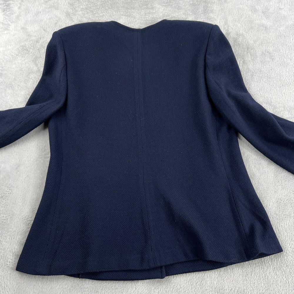 St John Collection Marie Gray Medium Women Santana Knit Blazer Navy Gold Buttons - Picture 9 of 12